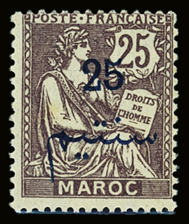 N°45c 25c s. 25 violet, variété sans la surcharge "PROTECTORAT