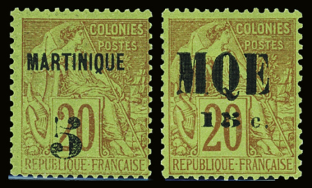 N°1 et 2 : 5 sur 20c brique et 15c sur 20c brique,