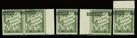 TAXE N°3 20c olive, variété surcharge à cheval, neuf