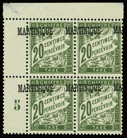 TAXE N°3a 20c olive, variété surcharge à cheval, en