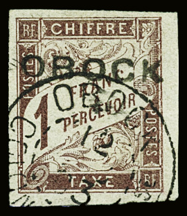 TAXE N°16 1f marron, obl., TB