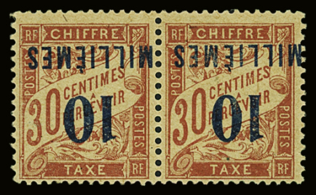 TAXE N°7 + 7A (variété surcharge renversée), en paires