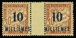 TAXE N°7 + 7A (variété surcharge renversée), en paires