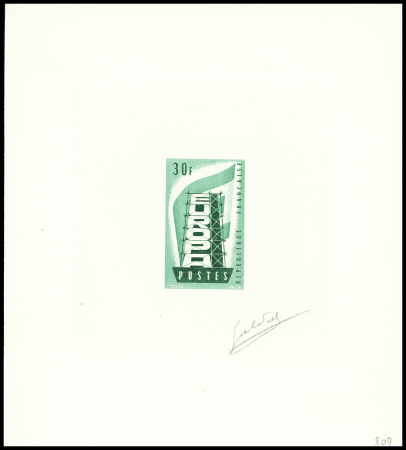 n°1077, Epreuve d'artiste du timbre 30F en vert et