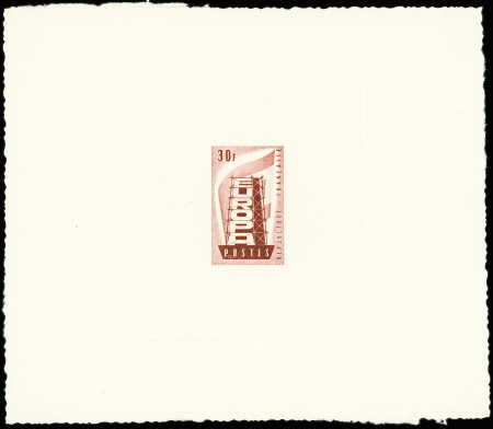 N°1077 Epreuve d'artiste du timbre 30F en lilas rose