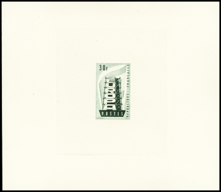 N°1077 Epreuve d'artiste du timbre 30F en vert clair