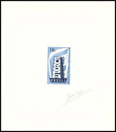 N°1077 Epreuve d'artiste du timbre 30F en bleu et