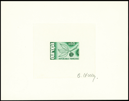 Epreuve d'artiste du n°1456, verte, signée, avec superbe