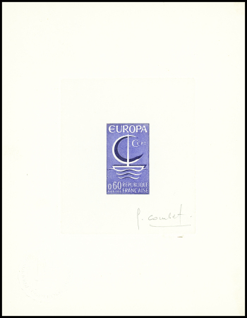 N°1491 Epreuve d'artiste bleue, signée, avec superbe