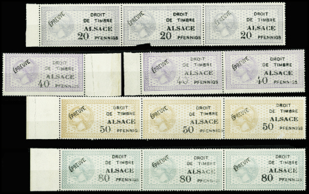 FISCAUX D'ALSACE-LORRAINE N°171-179 avec surcharge