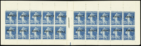 N°140-CI 3 25c bleu surchargé ANNULE en carnet de 20,