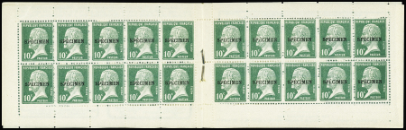 N°170-CA 1 10c vert surchargé SPECIMEN en carnet de