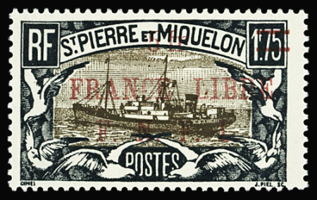 N°245C Non émis 5f sur 1,75f noir et brun surcharge