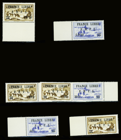 N°274/280 "Attelage" surcharge "FRANCE LIBRE", neuf