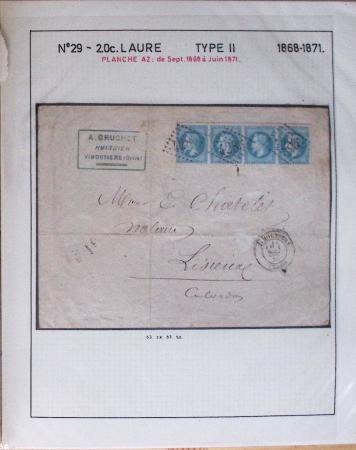 1867, Exceptionnelle étude sur N°29, avec planchage,