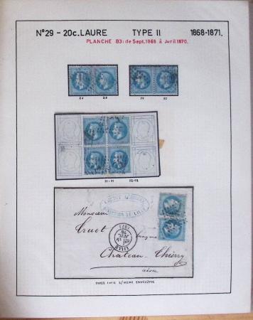 1867, Exceptionnelle étude sur N°29, avec planchage,