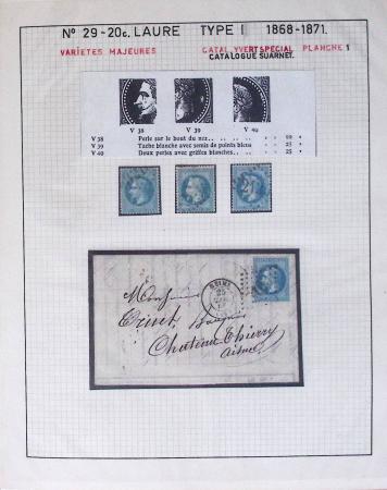 1867, Exceptionnelle étude sur N°29, avec planchage,
