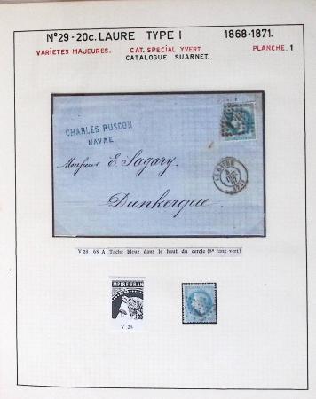 1867, Exceptionnelle étude sur N°29, avec planchage,