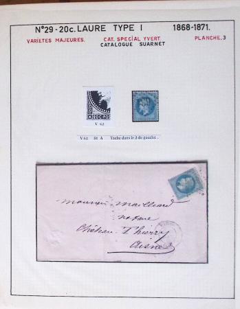 1867, Exceptionnelle étude sur N°29, avec planchage,
