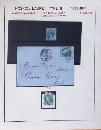 1867, Exceptionnelle étude sur N°29, avec planchage,