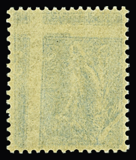 N°132d 25c bleu, variété double impression recto-verso