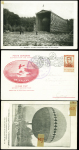 5 cartes postales sur les débuts de l'aviation en Belgique dont semaine d'aviation de Tournai et expo de Gand 1913 + 2 macarons en papier du tour de Belgique