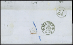 N°22, 3 pièces + 23 obl. Étoile 2 + CAD octogonal de levée exceptionnelle "Paris R. St Lazare E1" (1865) sur lettre pour Mayence (Allemagne)