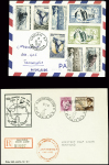 8 lettres avec bons affranchissements des TAAF dont PA2, PA3, PA14, PA7. Est jointe une lettre AFF Norvège obl. Maud Land (10.2.51). TB