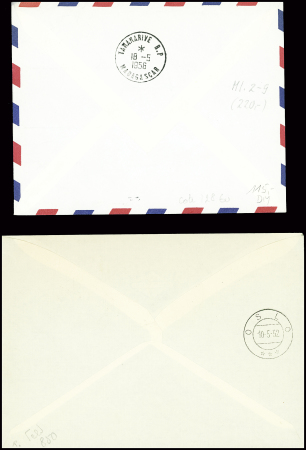 8 lettres avec bons affranchissements des TAAF dont PA2, PA3, PA14, PA7. Est jointe une lettre AFF Norvège obl. Maud Land (10.2.51). TB