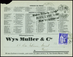 N°368 obl "Isigny sur Mer Calvados" (17.10.39) sur env "Wys Muller et Cie" (considérée comme entreprise ennemie) avec griffe noire
