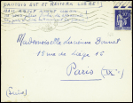N°368 obl Bordeaux (juil 1939) sur lettre avec mention manuscrite de l'expéditeur