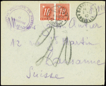 Lettre en franchise avec CAD "Sarreguemines Moselle" (1.11.40) + cachet violet "Hopital militaire de Sarreguemines le vaguemestre" pour Lausanne