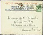 N°432 obl Paris VIII (4.6.1940) sur lettre à en-tête "Croix-Rouge française sections automobiles Union des Femmes de France". TB