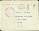 Lettre en franchise avec obl mec de Paris (15.2.1940) + cachet rouge "Légion Garibaldienne - siège central 224 rue de Rivoli - Paris 1er" et griffe rouge