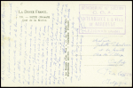 Carte postale avec cachet rect violet "Détachement 16e section COA intendance des vins de Narbonne Lézignan (Aude)" (1939). TB
