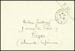 Lettre en franchise avec ancien CAD de 1915 réutilisé en 1939 "Trésor et postes 134" (13.9.1939). TB