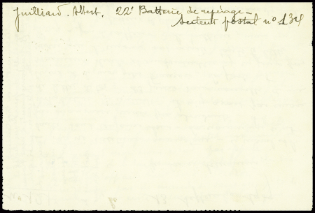 Lettre en franchise avec ancien CAD de 1915 réutilisé en 1939 "Trésor et postes 134" (13.9.1939). TB