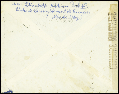 N°432 obl Mende Lozère (1940) sur lettre d'une internée bulgare avec cachet rouge