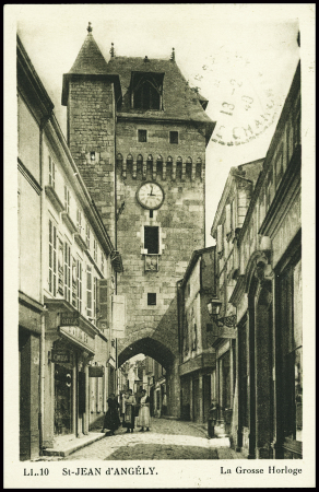 Carte postale en franchise avec cachet vert "Etablissement hippique de transit 108 Saint Jean d'Angely - Le capitaine directeur" (1949)