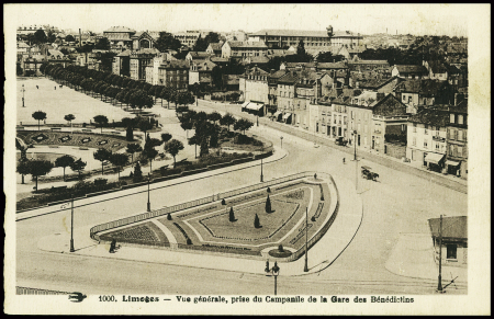 Carte postale en franchise de Limoges (1940) avec cachet violet "Train sanitaire ouest 26 - le vaguemestre". TB