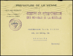 Lettre en franchise à en-tête "Préfecture de la Vienne" avec obl mec de Poitiers gare et griffe violette