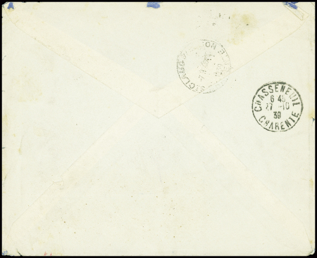Lettre de Dôle adressée à la mairie de Sarreguemines repliée à Chasseneuil (Charente) avec étiquette ronéotypée