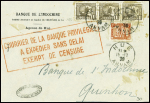 Indochine n°155, bande de 3 + n°160 obl "Hué Annam" (1939) sur lettre avec grand cachet rect rouge