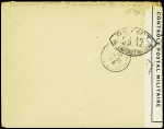 Lettre en franchise avec griffe bleue de navire "Ville d'Alger" + censure UB12 (26.4.1940 - expédition de Norvège). TB