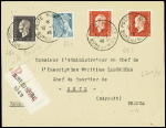 N°660 + 687 + 693, 2 pièces obl CAD "Poste navale bureau n°69" (1946 - Le Caire) sur lettre recommandée, RR et TB