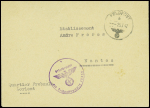 Lettre en franchise avec CAD "Feldpost" (1942) + cachet violet avec aigle "Briefstempel der feldpostnummer 13426" et mention dactyl