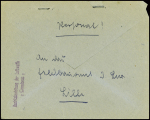 Lettre pour Lille avec griffe violette "Bezirksbauleitung der Luftwaffe Cambrai" (1942). TB