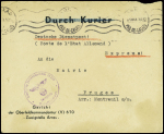 Lettre en franchise d'Arras (1943) avec en-tête noir "Gericht der Oberfeldkommandantur (V) 670 Zweigstelle". TB