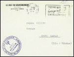 Lettre en franchise avec en-tête "Le chef du gouvernement - secrétariat général" + obl mec "Paris VIII 49 R. de la Boétie" (26.7.44)