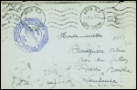 Lettre en franchise avec obl mec "Agen RP Lot et Garonne" (1941) + cachet bleu "Gendarmerie nationale RF section d'Epinal" (unité repliée). TB